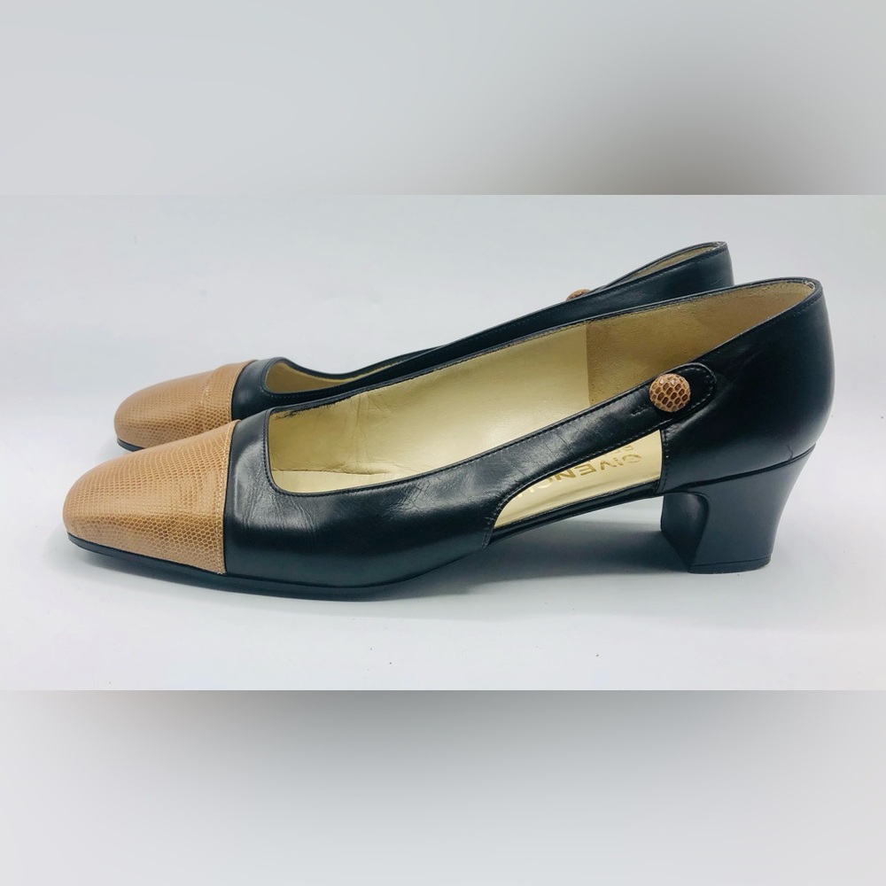 Vintage Givenchy René Mancini Black Tan Leather Pumps 8 US/ 38.5EU Daniela Shoes